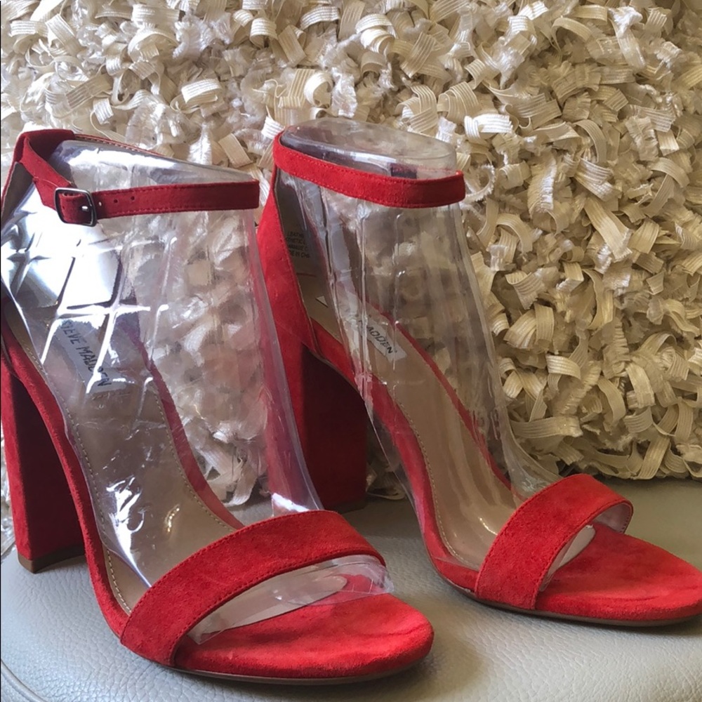 ❤️Steve Madden Red, Block Heeled Sandal